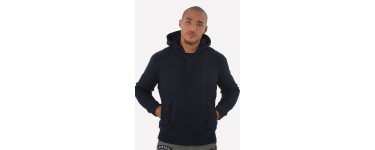 Kaporal Jeans: Gilet homme grosse maille à capuche fourrée à l'intérieur au prix de 49,50€ au lieu de 99€