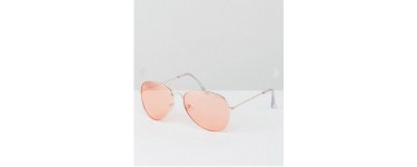 ASOS: Lunettes de soleil aviateurs verres teintés rose Jeepers Peepers au prix de 9,99€ au lieu de 24,99€