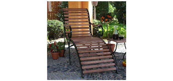 Decoclico: Chaise longue bain de soleil en bois et métal vert à 174,30€ au lieu de 249€