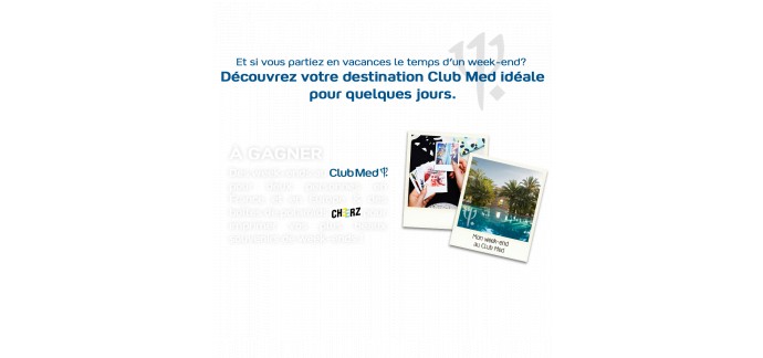 Club Med: 2 courts séjours (de 3 à 6 jours) dans un village Club Med (ski ou soleil) pour 2 personnes  