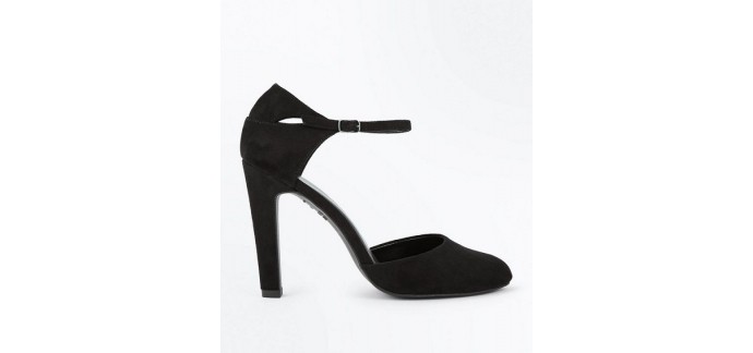 New Look: Escarpins en suédine noir à découpes talon bloc au prix de 17€ au lieu de 32,99€ 