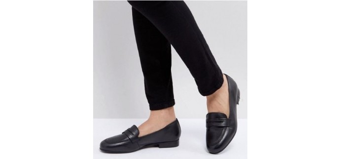 ASOS: Mocassins en cuir femme uni noir Manhatten au prix de 38,99€ au lieu de 40,99€