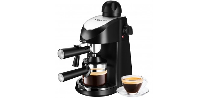 Amazon: Machine pour Caffe Aicook, 4 tasses à café, Pression de 3.5 bar, 800W