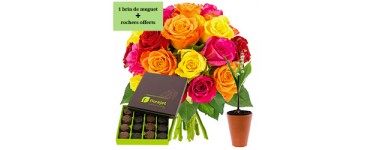 Florajet: 20 roses + muguet 1 brin offert + rochers chocolat offerts pour 24€