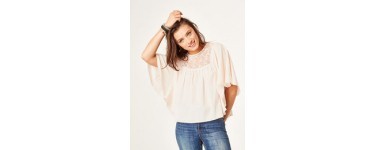 Jennyfer: Blouse avec dentelle rose clair forme cape d'une valeur de 12,99€ au lieu de 25,99€