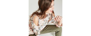Promod: Chemise à épaules dénudées imprimé floral multicolore au prix de 25,16€ au lieu de 35,95€ 