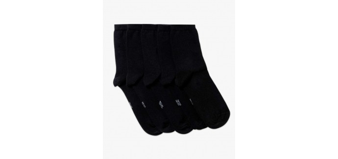 GÉMO: Lot de 5 paires de chaussettes mi-hautes unies à 3€ au lieu de 7,99€