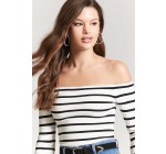 Forever 21: Pull rayé à épaules dénudées à 7,99€ au lieu de 16€