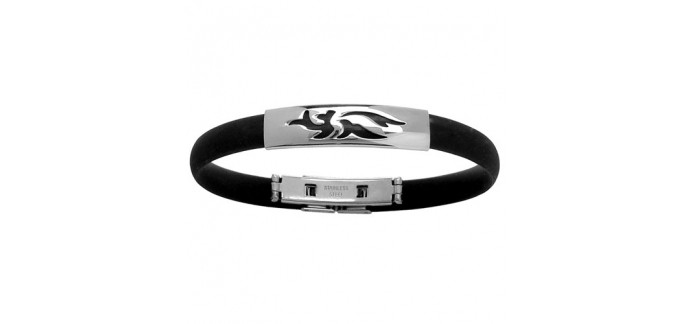 1001 Bijoux: Bracelet en caoutchouc avec motif tribal gravé en noir au milieu à 12,90€ au lieu de 16,90€