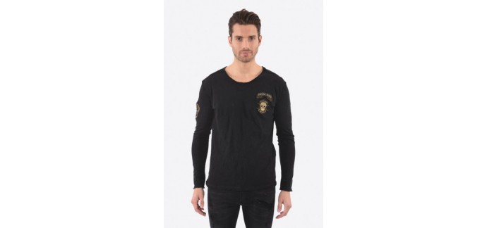 Kaporal Jeans: Tee-shirt manches longues à patch Likro black à 33€ au lieu de 55€