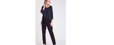 Bonobo Jeans: Pantalon city à noeud femme forme carotte noir  au prix de 27,99€ au lieu 39,99€ 