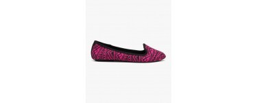 GÉMO: Slippers en toile aspect dentelle à enfiler bout rond rose à  3.89€ au lieu 12,99€ 