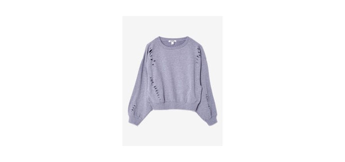 Jennyfer: Sweat destroy gris chiné à 6,49€ au lieu de 12,99€