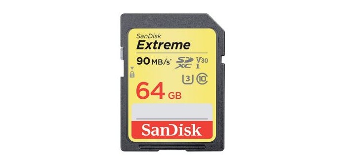 Office DEPOT: Carte mémoire SanDisk Extreme UHS-I U3 64 Go SDHC/SDXC Noir à 44,90€ au lieu de 53,88€