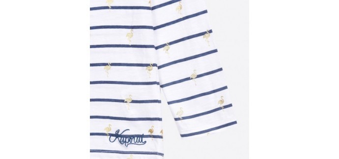 Kaporal Jeans: Tee-shirt rayé et imprimé flamant rose à 20,30€  au lieu de 29€