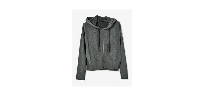 Jennyfer: Sweat zippé à capuche gris anthracite chiné à 8,99€ au lieu de 17,99€