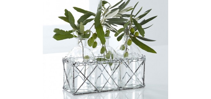 Becquet: Set de 3 vases style bouteille support en métal d'une valeur de 9,68 € au lieu de 12,90€