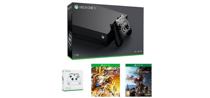 Amazon: Pack Xbox One X 1 To + 2ème manette + Dragon Ball Fighter Z + Monster Hunter World à 499€