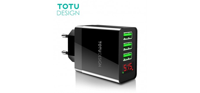 AliExpress: Chargeur fast charge TOTU avec affichage LED pour smartphone à 7,66€ au lieu de 10,94€