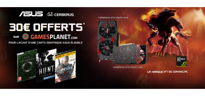 LDLC: 30€ offerts sur GamesPlanet.com pour l'achat d'une carte graphique Asus éligible