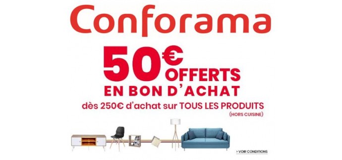 Conforama: 50€ offerts en bon d'achat dès 250€ sur les rayons téléphonie, image, son, multimédia et électro