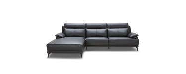 Delamaison: DAVIS - Canapé d'angle en cuir de vachette noir à 1439€ au lieu de 2399€