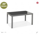 Alinéa: Table de jardin extensible grise en alu et verre trempé - VERONICA à 196€ au lieu de 280€
