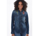 Kaporal Jeans: Chemise en jeans à broderie fleur femme regular d'une valeur de 42,50€ au lieu de 85€ 