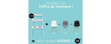 Delamaison: 1 chaise ANDRES noire, blanche ou grise à 1€ pour l'achat d’un bureau HENDES