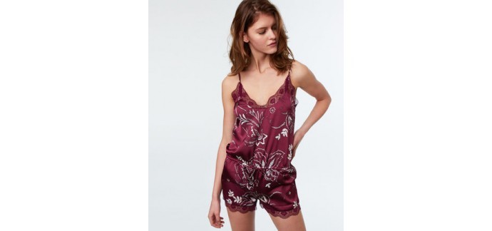 Etam: Combishort Molly en satin imprimé fleuri bordeaux à 25,19€ au lieu de 35,99€