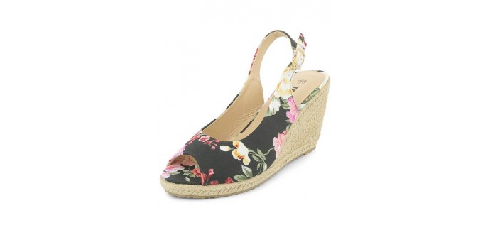 Kiabi: Sandales en textile imprimé floral talon compensé effet cordage au prix de 16,10€ au lieu de 23€
