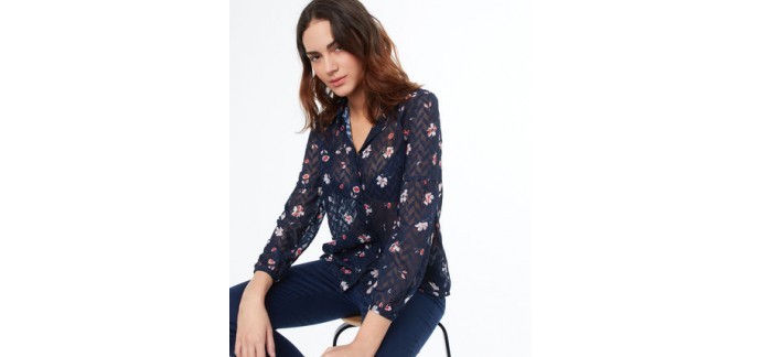 Etam: Chemisier femme bleu marine imprimé fleurs à 31,49€ au lieu de 44,99€