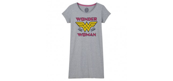 3 Suisses: Grand t-shirt de nuit de femme manches courtes Wonder Woman d'une valeur de 13,99€ au lieu de 19,99€