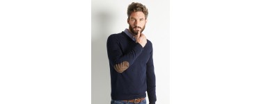 Cyrillus: Pull homme col V coudières à 39,92€ au lieu de 49,90€