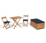 Delamaison: Salon de jardin en acacia : 2 chaises pliantes + 1 banc coffre + 1 table pliante DENIM à 279€ 