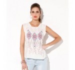 Excedingue: Tee-Shirt femme imprimé léger blanc Venca au prix de 8,99€ au lieu de 17,99€