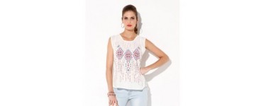 Excedingue: Tee-Shirt femme imprimé léger blanc Venca au prix de 8,99€ au lieu de 17,99€