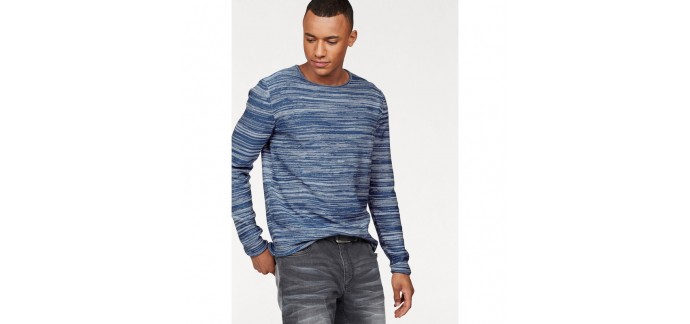 3 Suisses: Pull manches longues maille chinée homme John Devin - bleu chiné à 25,19€ au lieu de 41,99€