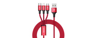 Amazon: Câble Multi Chargeur, Multi USB,USB Type C Câble, Baseus 3 en 1 à 11,99€ au lieu de 19,99€