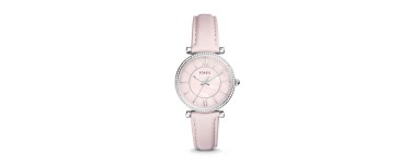 Fossil: Montre Carlie femme bracelet en cuir rose pastel d'une valeur de 81€ au lieu de 109€