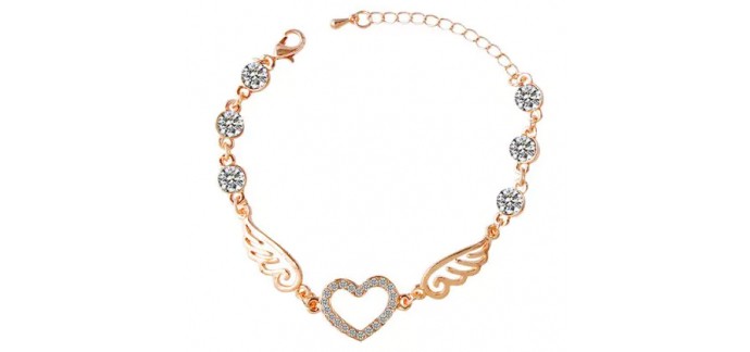Rosegal: Bracelet Motifs Cœur Ailes d'Ange et Strass à 2,05€ au lieu de 2,76€