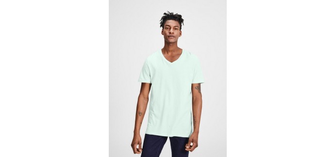 JACK & JONES: T-shirt homme classique col V couleur bleu à 12,55€ au lieu de 17,99€