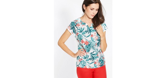 BALSAMIK: T-Shirt bi matière forme T imprimé Tropical à 14,99€ au lieu de 29,99€
