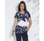 Damart: Tee shirt femme en maille fluide couleur marine imprimé d'une valeur de 13,40€ au lieu de 29,99€