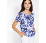 BALSAMIK: Tee-Shirt pur coton femme imprimé floral bleu au prix de 12,49€ au lieu de 24,99€