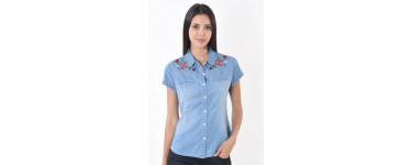 Kaporal Jeans: Chemise femme en denim et broderie au prix de 32,50€ au lieu de 65€