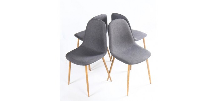 Cdiscount: Lot de 4 chaises en tissu gris anthracite GILDA  à 79,99€ 