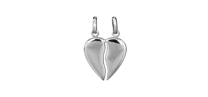 1001 Bijoux: Pendentif coeur en argent rhodié à partager en zig zag d'une valeur de 27,90€ au lieu de 38,50€