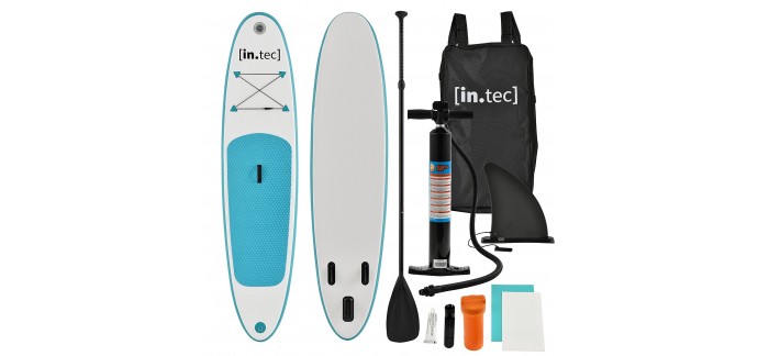 Amazon: Stand Up Paddle gonflable [in.tec] Blanc et Turquoise + accessoires à 203,39€