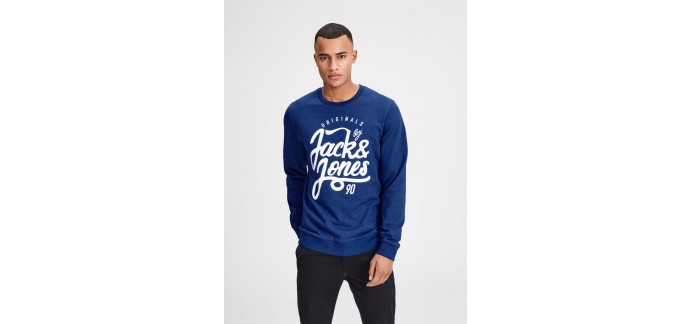 JACK & JONES: Sweat homme classique message imprimé bleu nautique d'une valeur de19,95 € au lieu de 24,99€